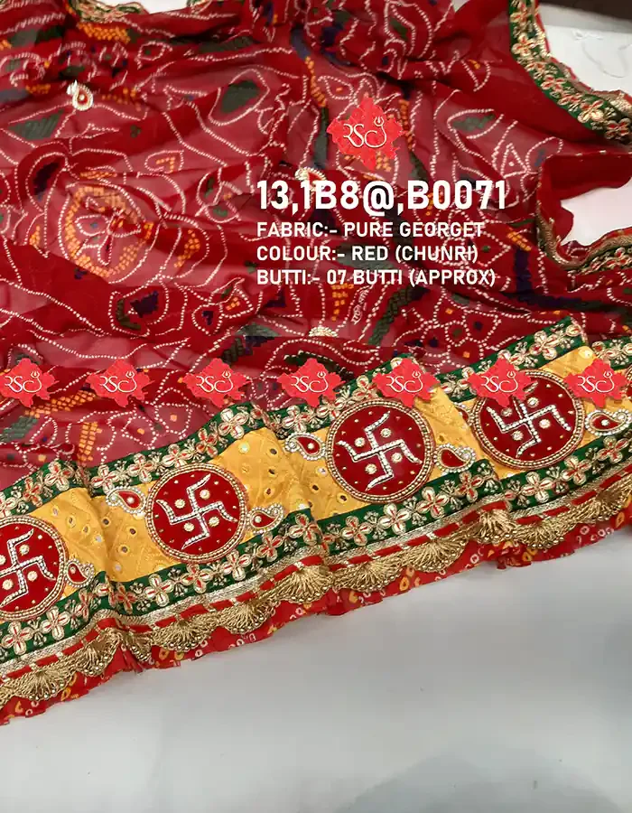 Rajasthani Designer Festive Wear Georgette Dupatta Online for Ethnic Wear Chunri 5 Stunning Traditional Elegance , B0071 , RED-CHUNRI