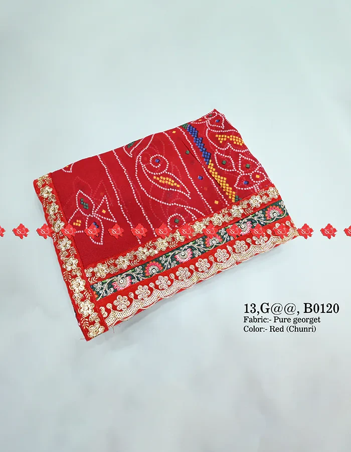 Rajasthani Designer Elegant Dupatta for Women for Ethnic Wear Chunri 5 Stunning Traditional Elegance , B0120 , RED-CHUNRI