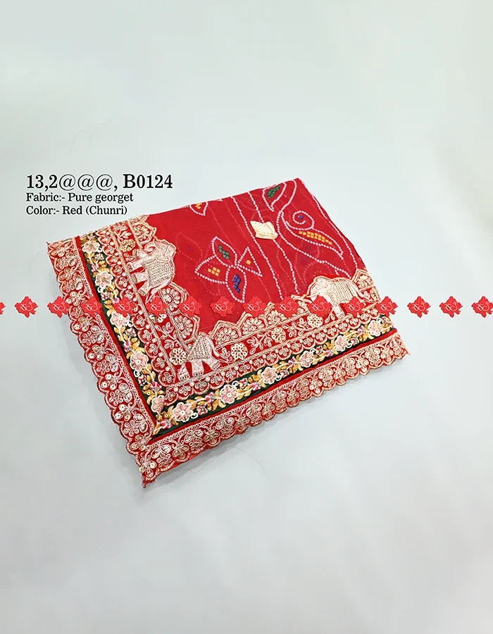 Rajasthani Designer Georgette Dupatta for Women for Ethnic Wear Chunri 5 Stunning Traditional Elegance , B0124 , RED-CHUNRI