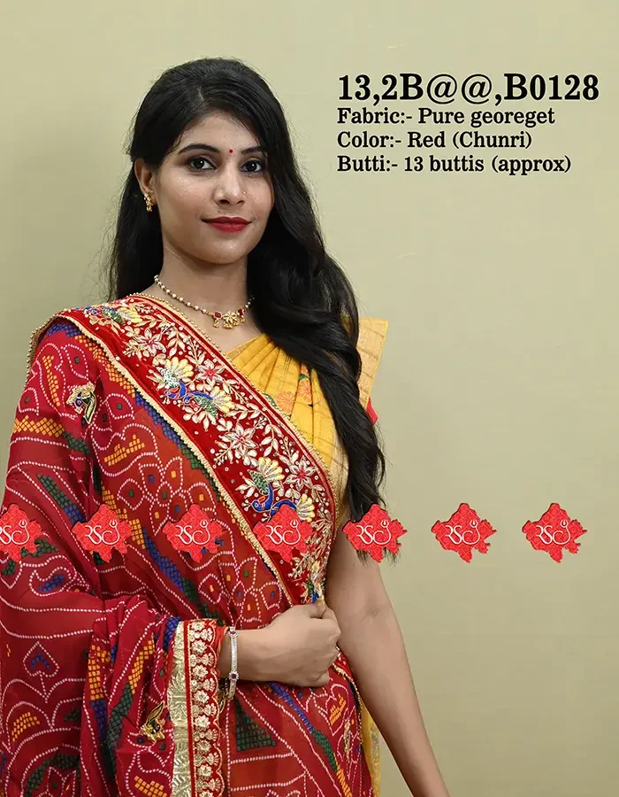 Rajasthani Designer Soft Georgette Odhna for Women for Ethnic Wear Chunri 5 Stunning Traditional Elegance , B0128 , RED-CHUNRI