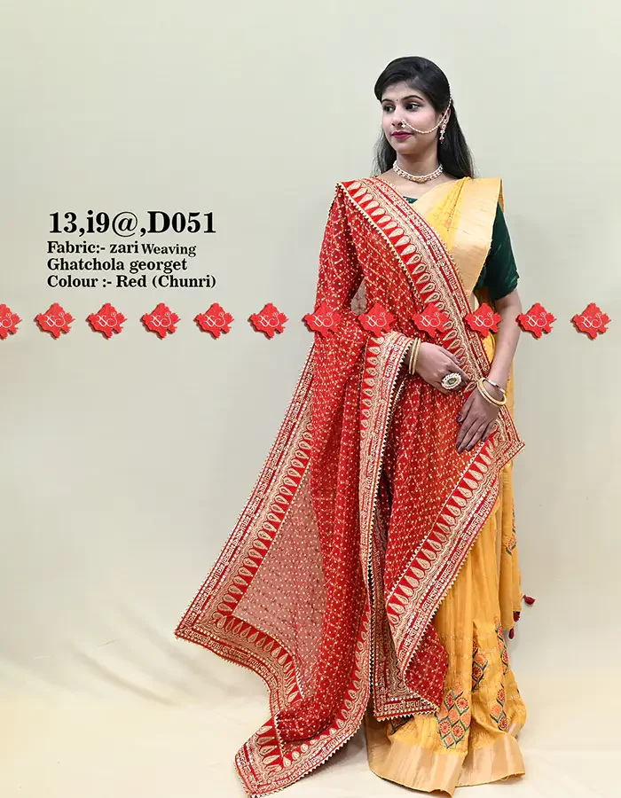 Top 5 Stunning Marwari Zari Weaving Odhna - Ranisatiya Creation , 13-D051 , RED-CHUNRI