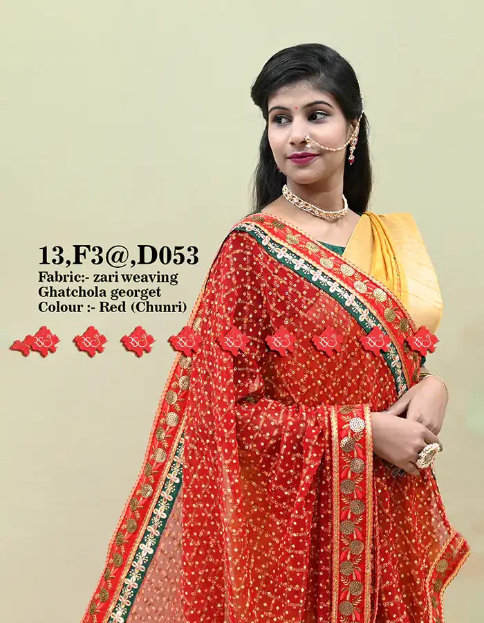 Top 5 Stunning Marwari Zari Woven Odhna - Ranisatiya Creation , 13-D053 , RED-CHUNRI