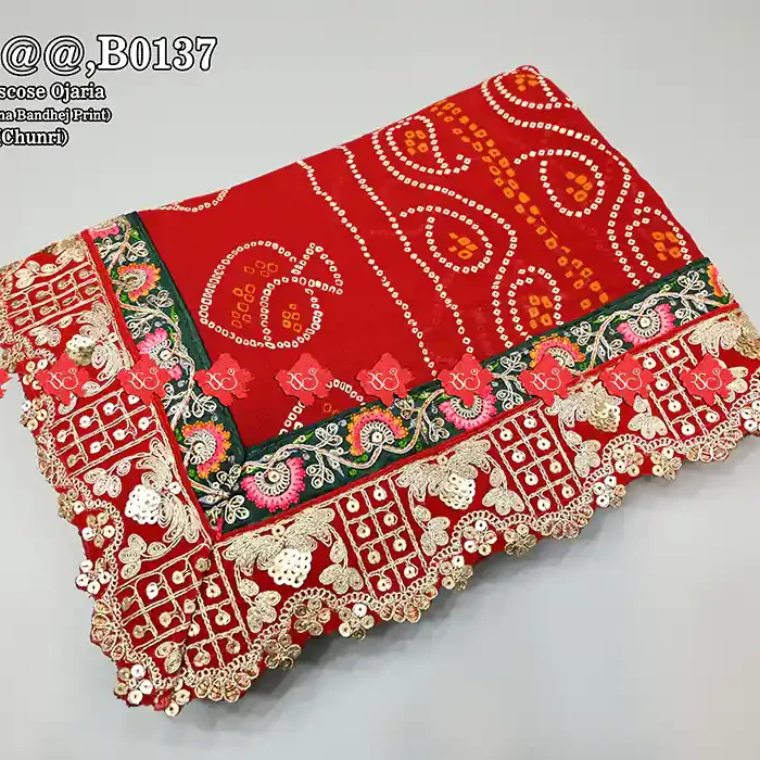 Traditional Print Festive Viscose Odhna for festive use Authentic No-1 Traditional Wear , B0137 , RED-CHUNRITraditional Print Festive Viscose Odhna for festive use Authentic No-1 Traditional Wear , B0137 , RED-CHUNRI