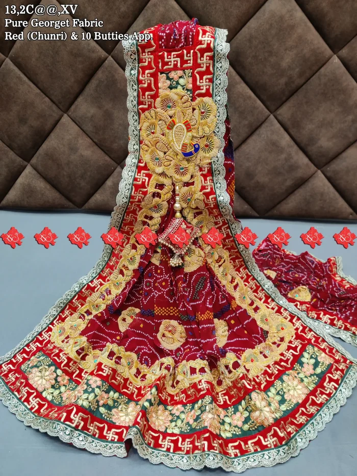 Ranisatiya Creation Rajasthani Marwari Designer Puja Dupatta For Puja Unique and Elegance with 8 ro 9 Butti , 13-XV , RED-CHUNRI