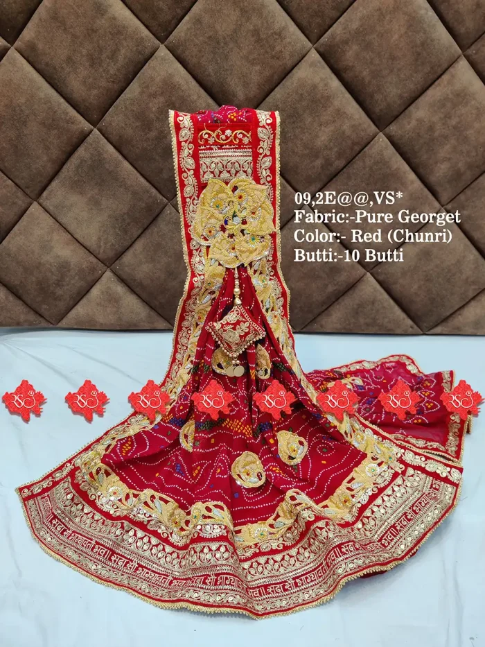 Ranisatiya Creation Rajasthani Marwadi Designer Pooja Dupatta For Puja Unique and Elegance with 8 ro 9 Butti
