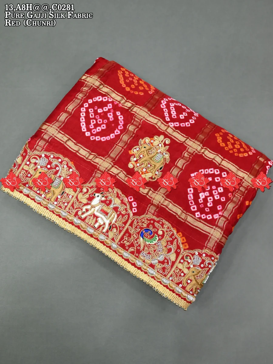 Ranisatiya Elegance Heavy parrot Authentic Gajji Silk Odhna : No. 1 Choice Of Marwari
