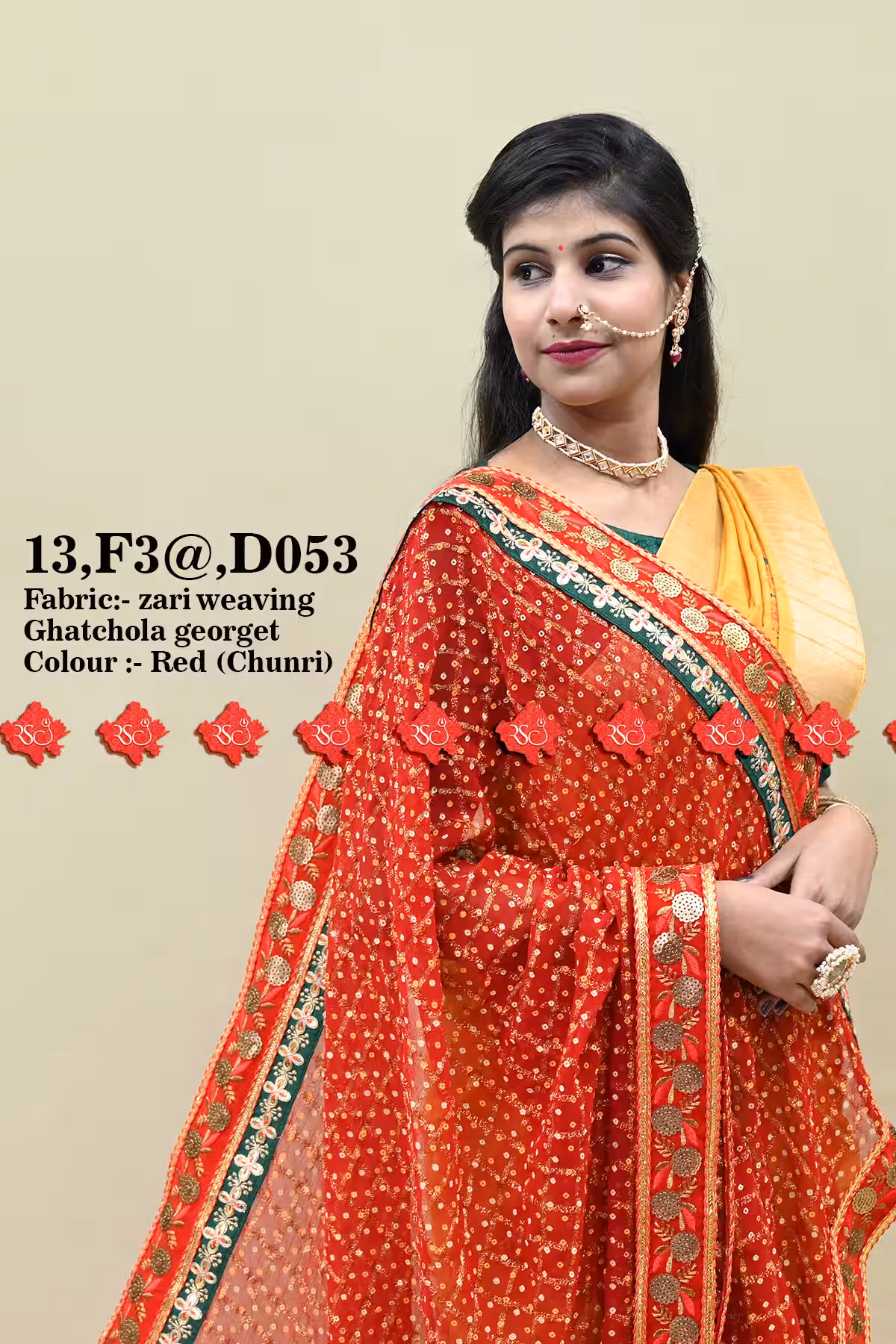 Top 5 Stunning Marwari Zari Woven Odhna - Ranisatiya Creation , 13-D053 , RED-CHUNRI