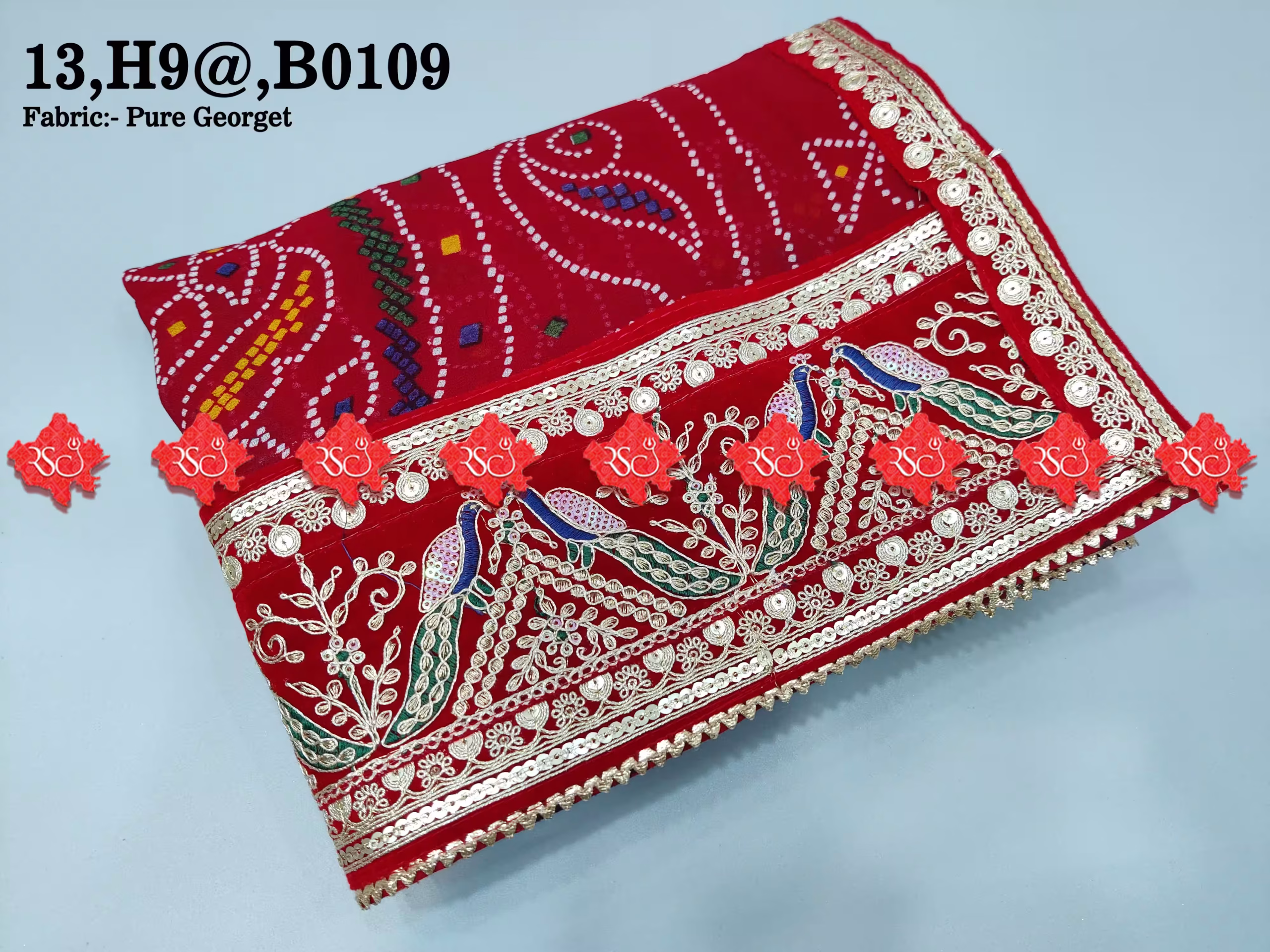 Rajasthani Designer Festive Wear Georgette Odhna for Ethnic Wear Chunri 5 Stunning Traditional Elegance , B0109 , RED-CHUNRI