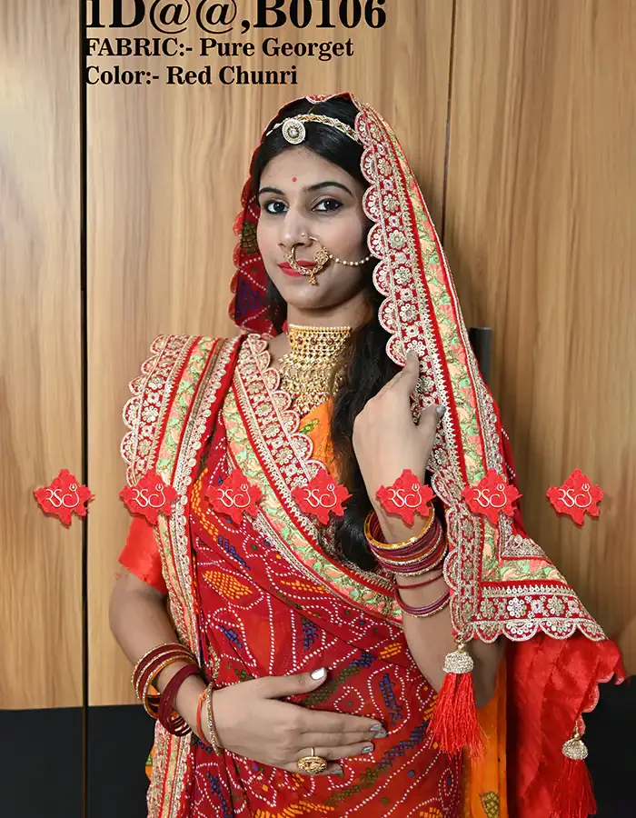 Rajasthani Designer Pure Georgette Dupatta for Ethnic Wear Chunri 5 Stunning Traditional Elegance , B0106 , RED-CHUNRI