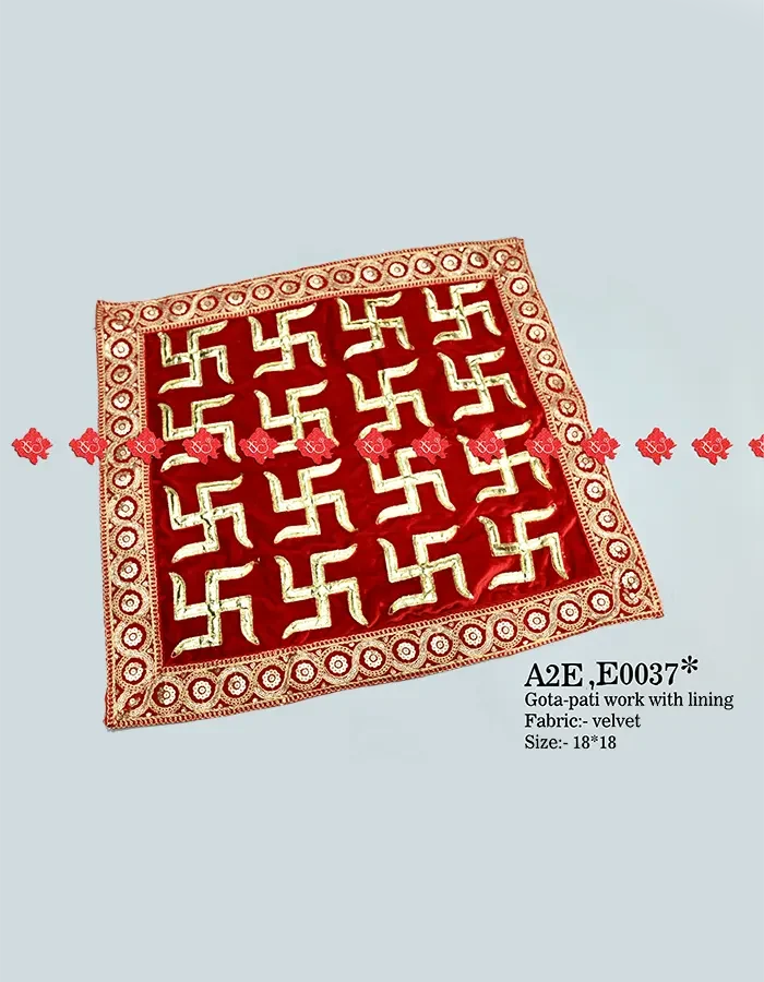 Elegant Zari Border Pooja Aasan for Home Temple – 5-Star Limited Edition Choice for Home Temples | Ranisatiya Creation , 13-E0037 , RED-AASAN