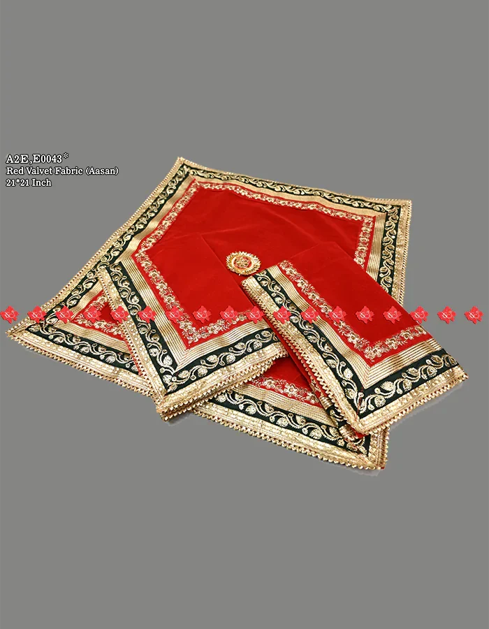 Elegant Religious Mat for Mandir – 5-Star Limited Edition Choice for Home Temples | Ranisatiya Creation , 13-E0043 , RED-AASAN