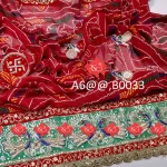 Rajasthani Designer Pure Georgette Odhna for Festivals Wear Chunri 5 Stunning Traditional Elegance , B033 , RED-CHUNRI