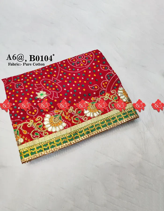 MarwariPure cotton Chunri for traditional wear Authentic No-1 Traditional Wear , B0104 , RED-CHUNRI