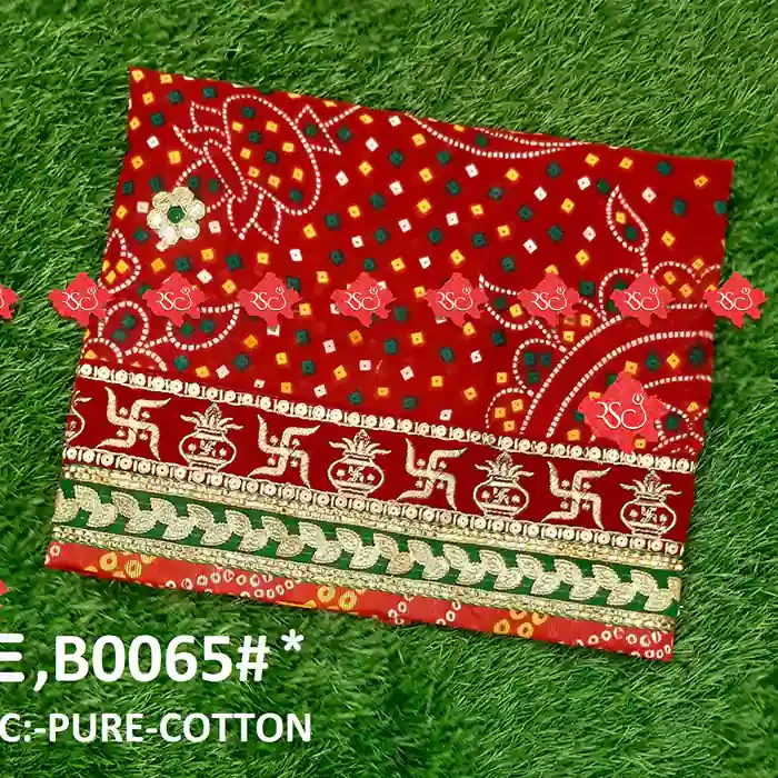 Marwari Pure cotton fabric odhna for puja Authentic No-1 Traditional Wear , B0065 , RED-CHUNRI