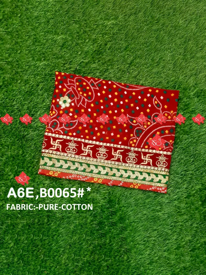 Marwari Pure cotton fabric odhna for puja Authentic No-1 Traditional Wear , B0065 , RED-CHUNRI