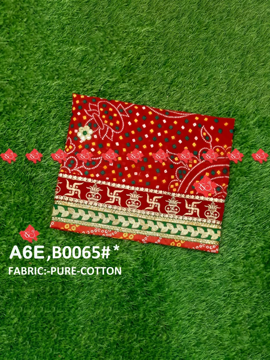 Marwari Pure cotton fabric odhna for puja Authentic No-1 Traditional Wear , B0065 , RED-CHUNRI