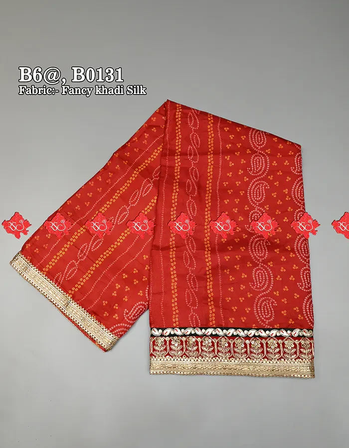 Shop Elegance & Luxury Fancy Khaddi Silk Dupatta For Mayra - #5 Traditional wear , B0131 , RED-CHUNRI