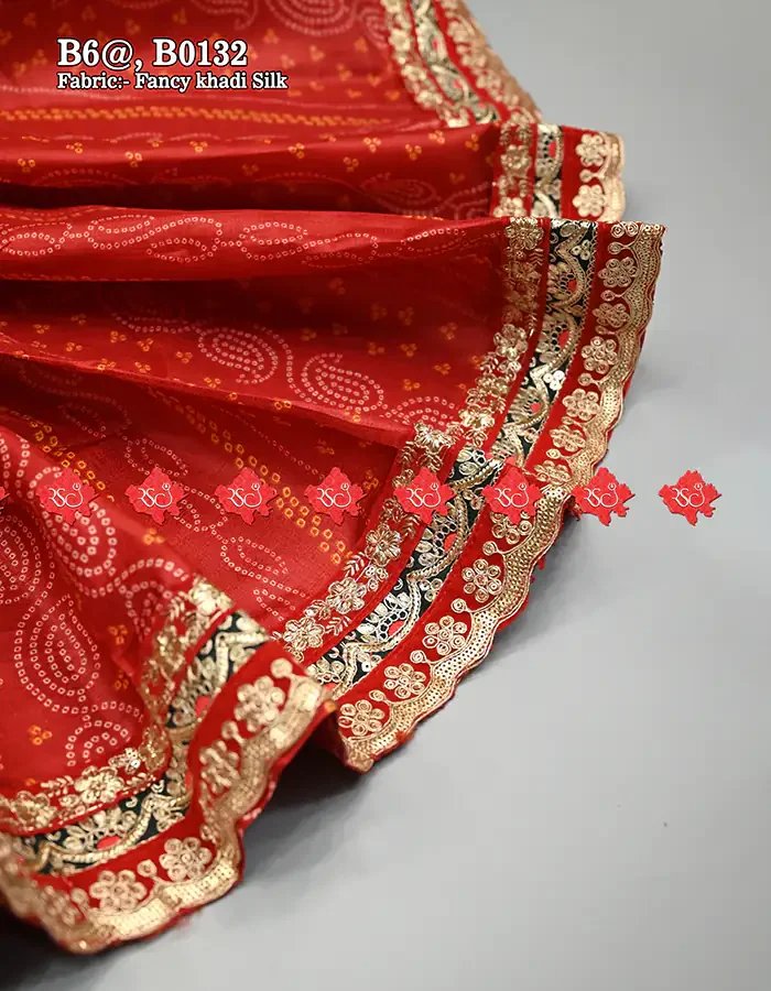 Shop Elegance & Luxury designer khaddi silk dupatta For Mayra - #5 Traditional wear , B0132 , RED-CHUNRI designer khadi silk dupatta