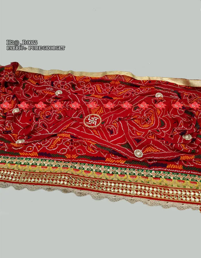 Rajasthani Designer Festive Wear Soft Flow Georgette Dupatta Online for Ethnic Wear Chunri 5 Stunning Traditional Elegance , B0055 , RED-CHUNRI