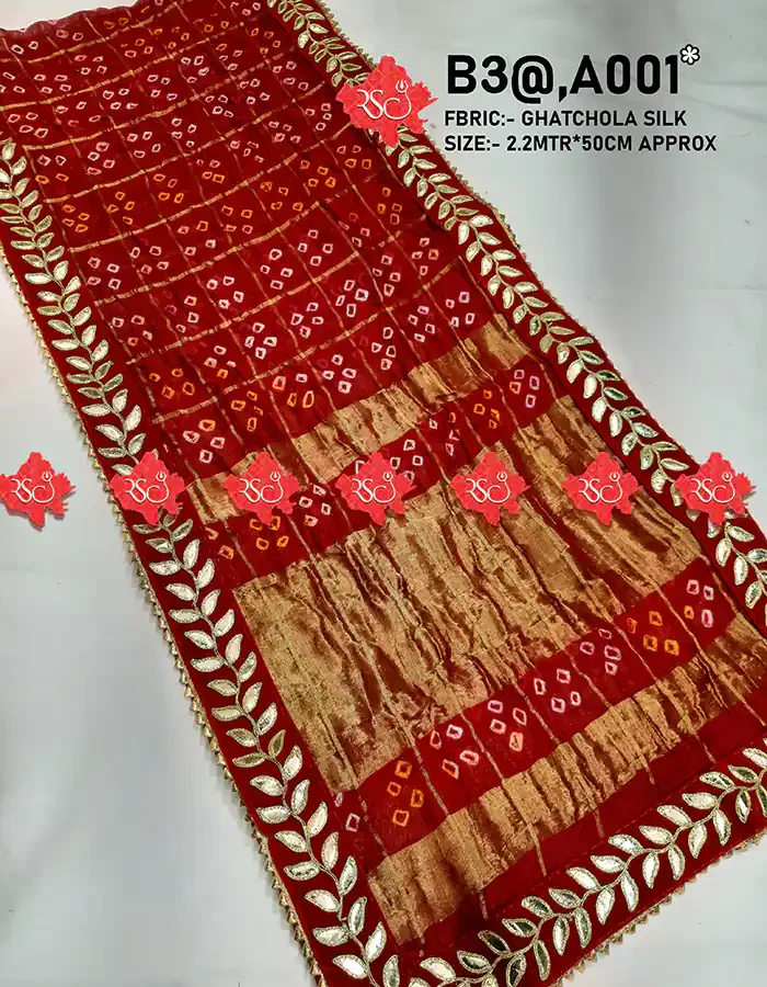 Ranisatiya Designer Exclusive Ghatchola Handcrafted Ghatchola Fabric : Top 5 Designs , 13-A001 , RED-CHUNRI