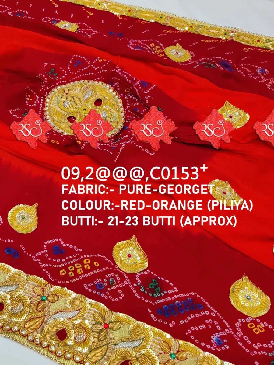 Pure Georgette Belbutti Piliya Beautiful Zardoshi Work Bridal Belbutti Odhna Ready For Fastival -top 5