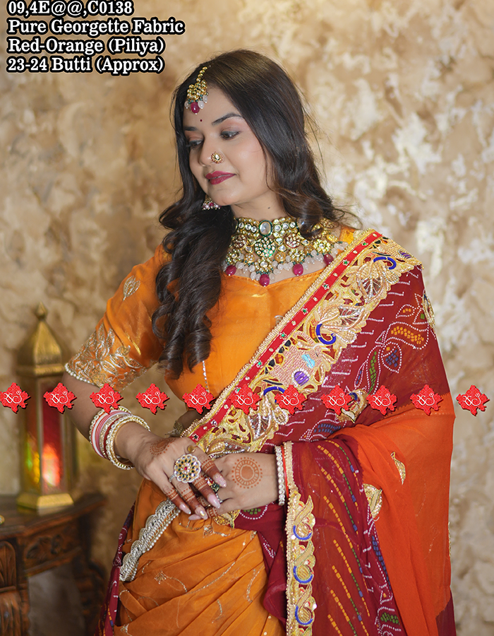 Pure Georgette Fabric in Bel Butti Exclusive Zardoshi Work Bridal Belbutti Odhna Ready For Fastival -top 5