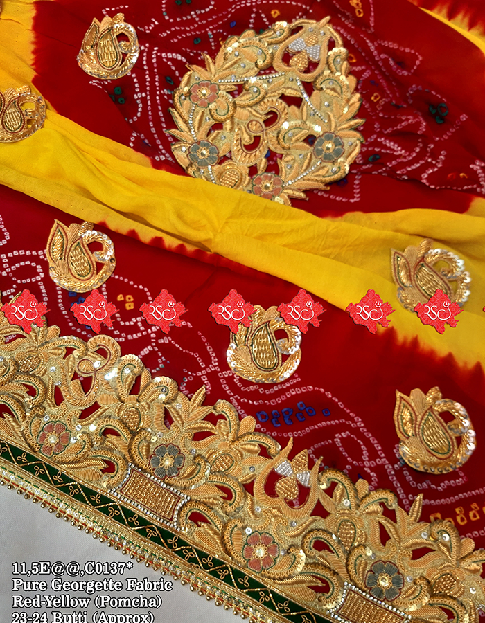 Bel Butti Pure Georgette Fabric Exclusive Zardoshi Work Bridal Belbutti Odhna Ready For Fastival -top 5