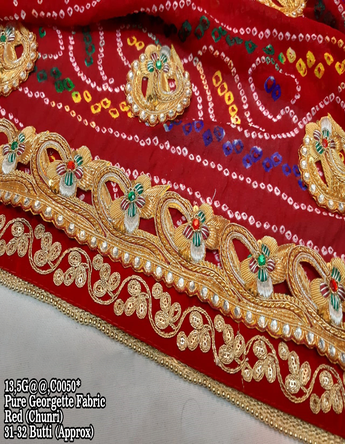 Original BelButti Pure Georgette Fabric Exclusive Zardoshi Work Bridal Belbutti Odhna Ready For Fastival -top 5