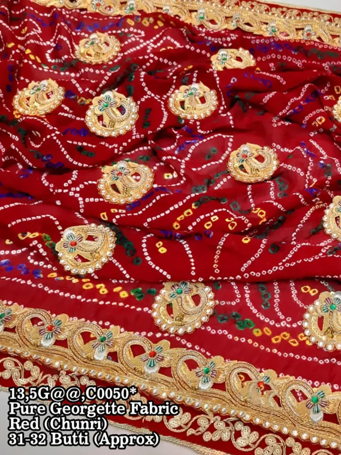 Original BelButti Pure Georgette Fabric Exclusive Zardoshi Work Bridal Belbutti Odhna Ready For Fastival -top 5