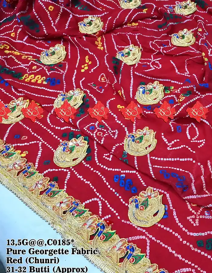 Belbutti Work Pure Georgette Chunri Beautiful Zardoshi Work Bridal Belbutti Odhna Ready For Fastival -top 5