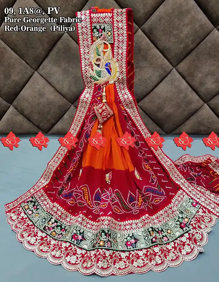 Ranisatiya Creation Designer Pure Georgette Broach Odhna Unique and Elegance with 3 Butti