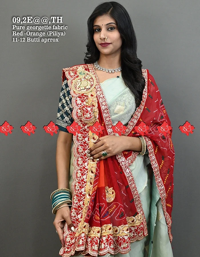 Ranisatiya Creation Buy Designer Buy Georgette Fabric Broach Odhna Unique and Elegance with 3 Butti