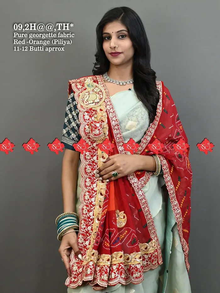 Ranisatiya Creation Buy Designer Buy Georgette Fabric Broach Odhna Unique and Elegance with 3 Butti