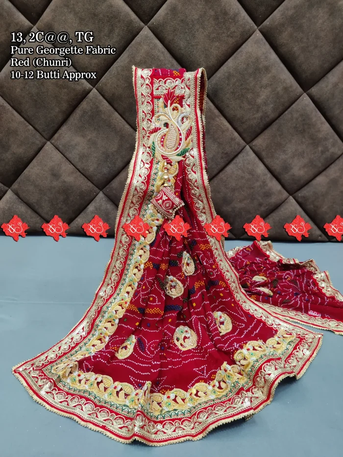 Ranisatiya Creation Buy DesignerPure Georgette Broach Odhna for Wedding Unique and Elegance with 3 Butti