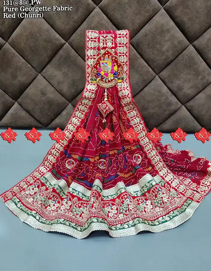 Ranisatiya Creation Pure Georgette Bridal Broach Odhna Unique and Elegance with 3 Butti