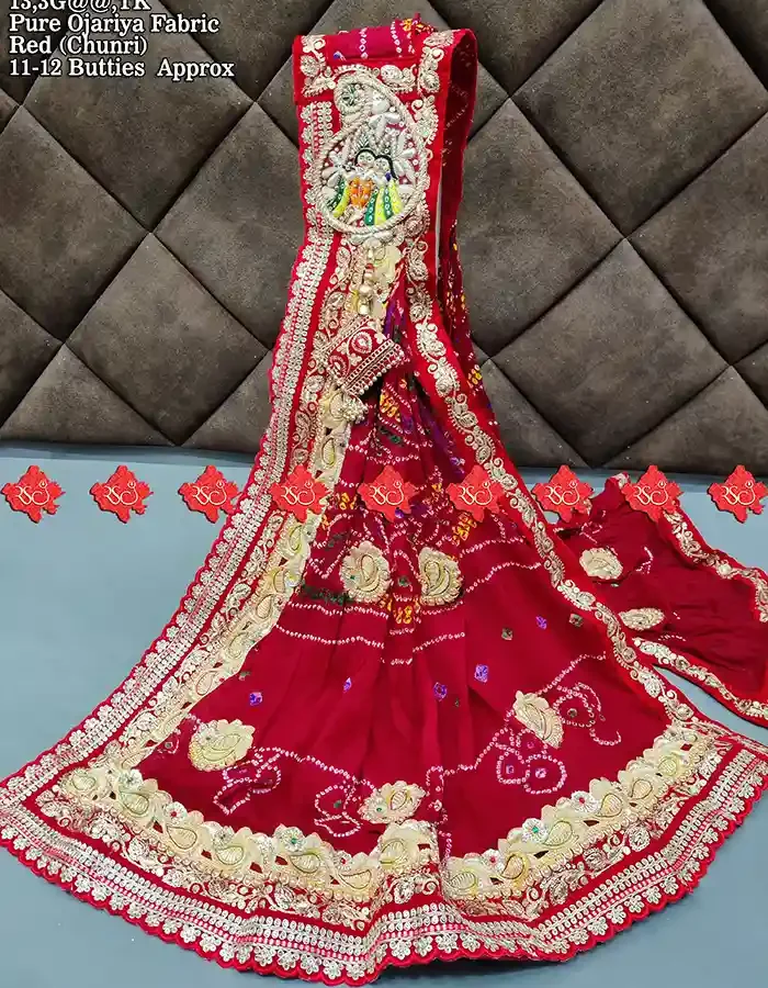 Festive Ritual-Ready Pure Ojariya Odhna with Broach Work – Ideal for Pooja & Ceremonies for pooja Work With 9 to 10 butti