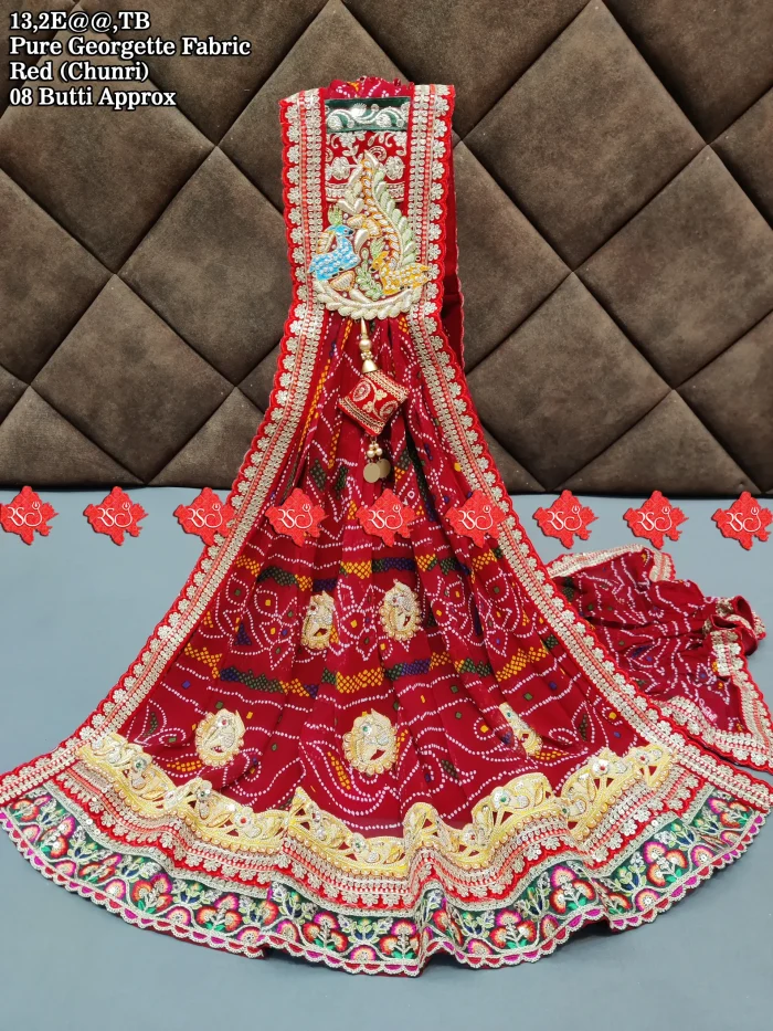 Ranisatiya Creation Buy Designer Georgette Fabric Odhna with Broach Work Unique and Elegance with 3 Butti