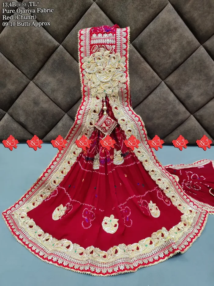 Festive Ritual-Ready Ojariya Broach Odhna Online – Ideal for Pooja & Ceremonies for pooja Work With 9 to 10 butti