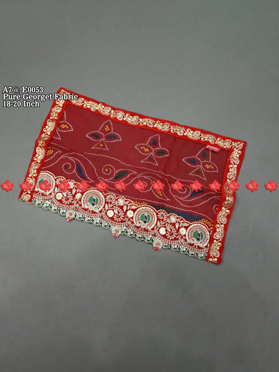 Elegant Designer Georgette Photo Chunri – 5-Star Limited Edition Choice for Home Temples | Ranisatiya Creation