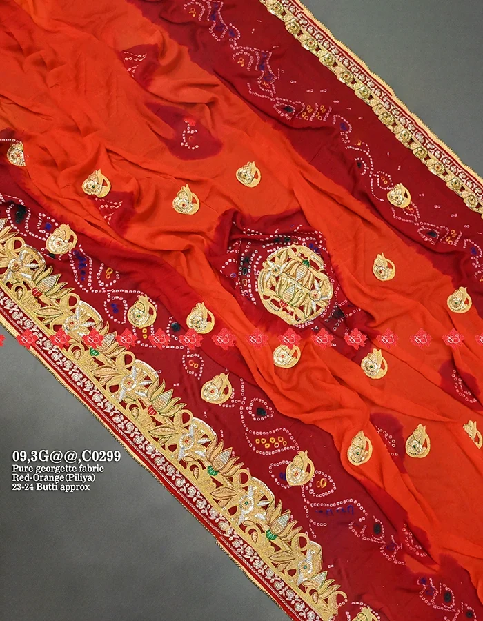 Handcrafted Pure Georgette Bandhej Belbutti Design Dupatta Festive Special