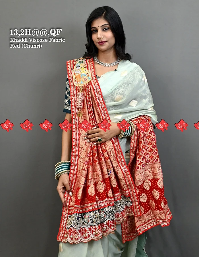 Marwari Khaddi Viscose Fabric Odhna With Pure Khaddi Georgette Radha Krishna Butta