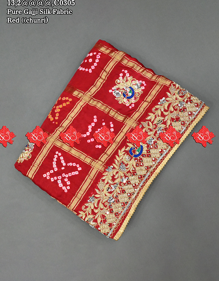 Ranisatiya Aara Tari Handcrafted Gajji Silk Odhna : No. 1 Choice Of Marwari