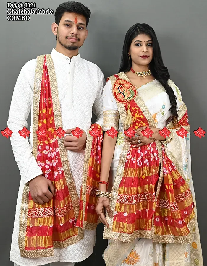 Exclusive Marwari traditional women & Gents events dupatta combo set of 2 pcs