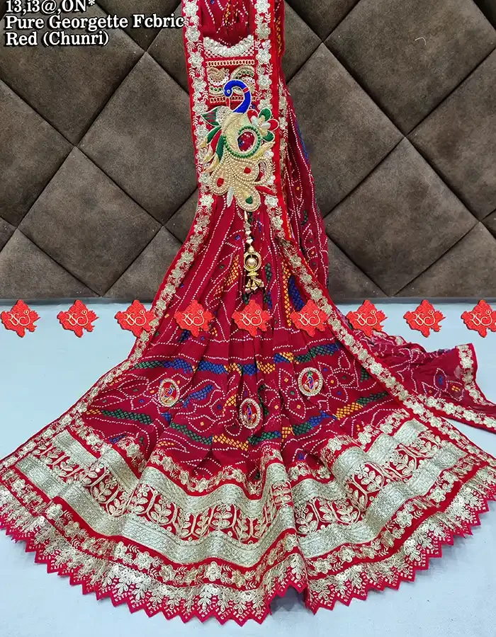 Pure Georgette Odhna With Unique Mayur Patch Odhna