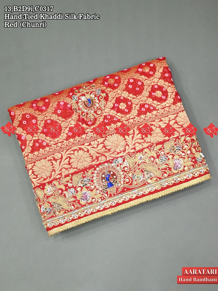 Ethnic Silk Odhna no.1 Handcrafted Radha Krishna Aara Tari work