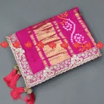 Top 1 Exclusive Traditional Gajji Silk Pink Bandhej Odhna