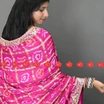 Top 1 Exclusive Traditional Gajji Silk Pink Bandhej Odhna