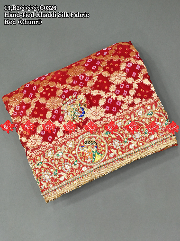 No.1 Handcrafted Radha Krishna Aara Tari Ethnic Silk Odhna