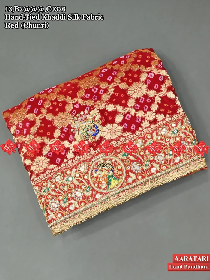 Ethnic Silk Odhna no.1 Handcrafted Radha Krishna Aara Tari work