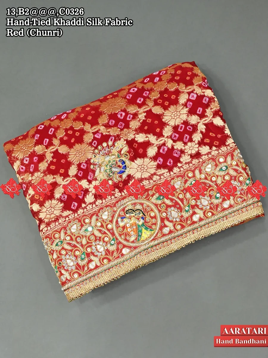 Ethnic Silk Odhna no.1 Handcrafted Radha Krishna Aara Tari work